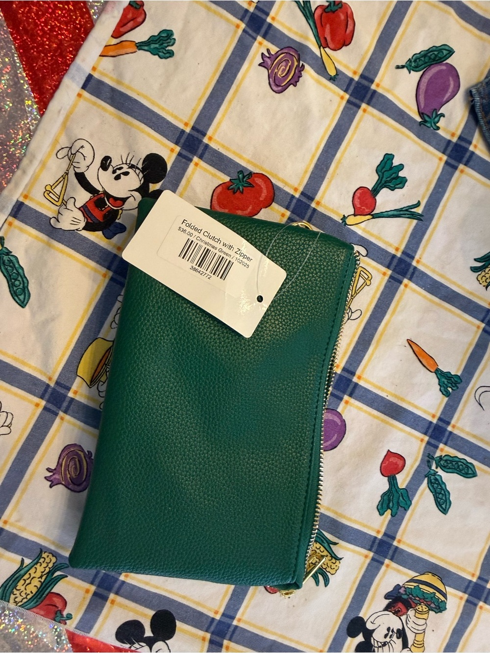 Emerald Fold-Over Mini Clutch with Zipper